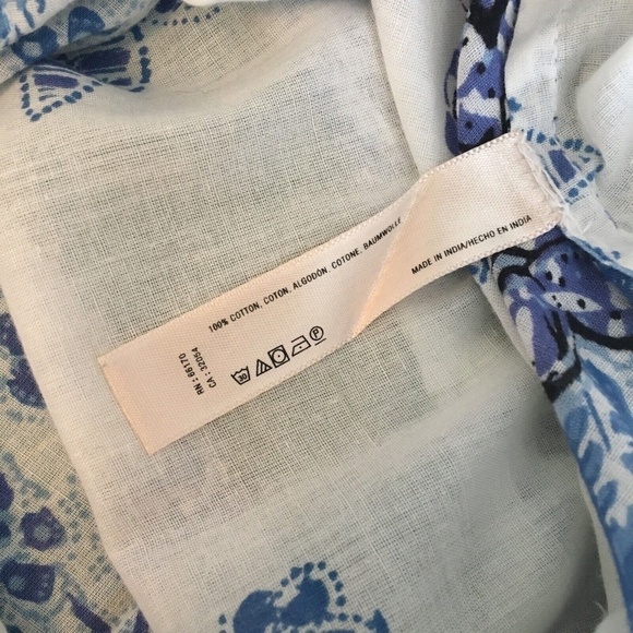 Anthropologie MERMAID Floral Sea Holly Tunic Top Stripes Beach Summer Large - Picture 13 of 15